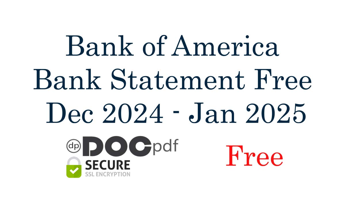 Bank of America Bank Statement Free Dec 2024 - Jan 2025